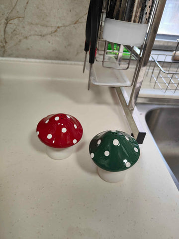 Ritadeshop mushroom set displayed on a cozy kitchen counter