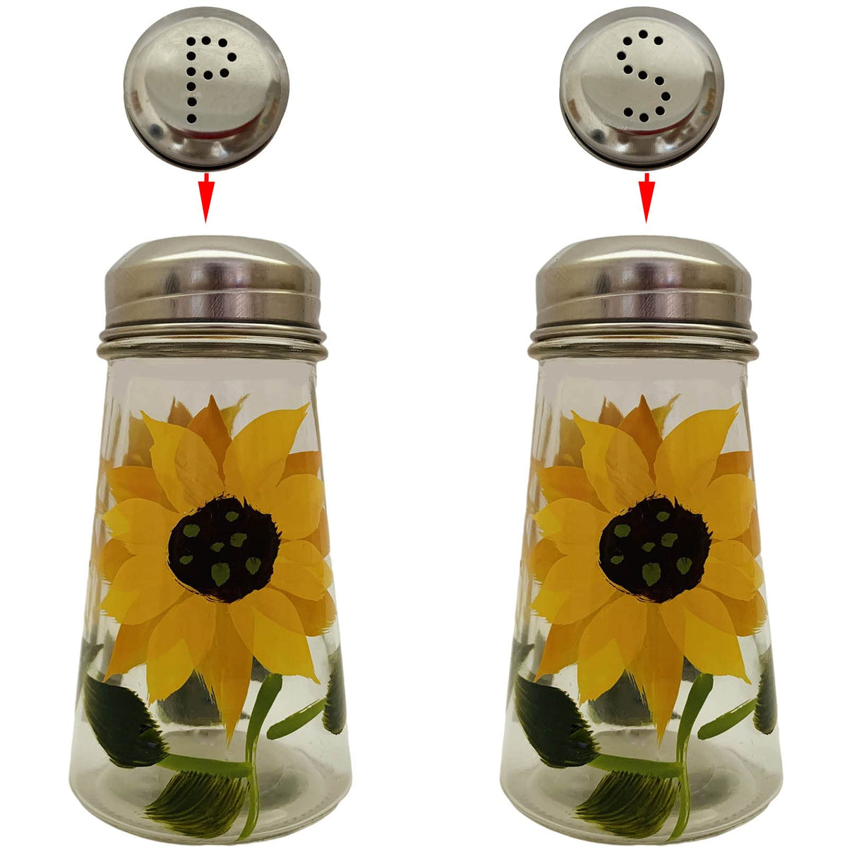 Ritadeshop sunflowers salt shaker with stainless lid, vibrant hand-painted design