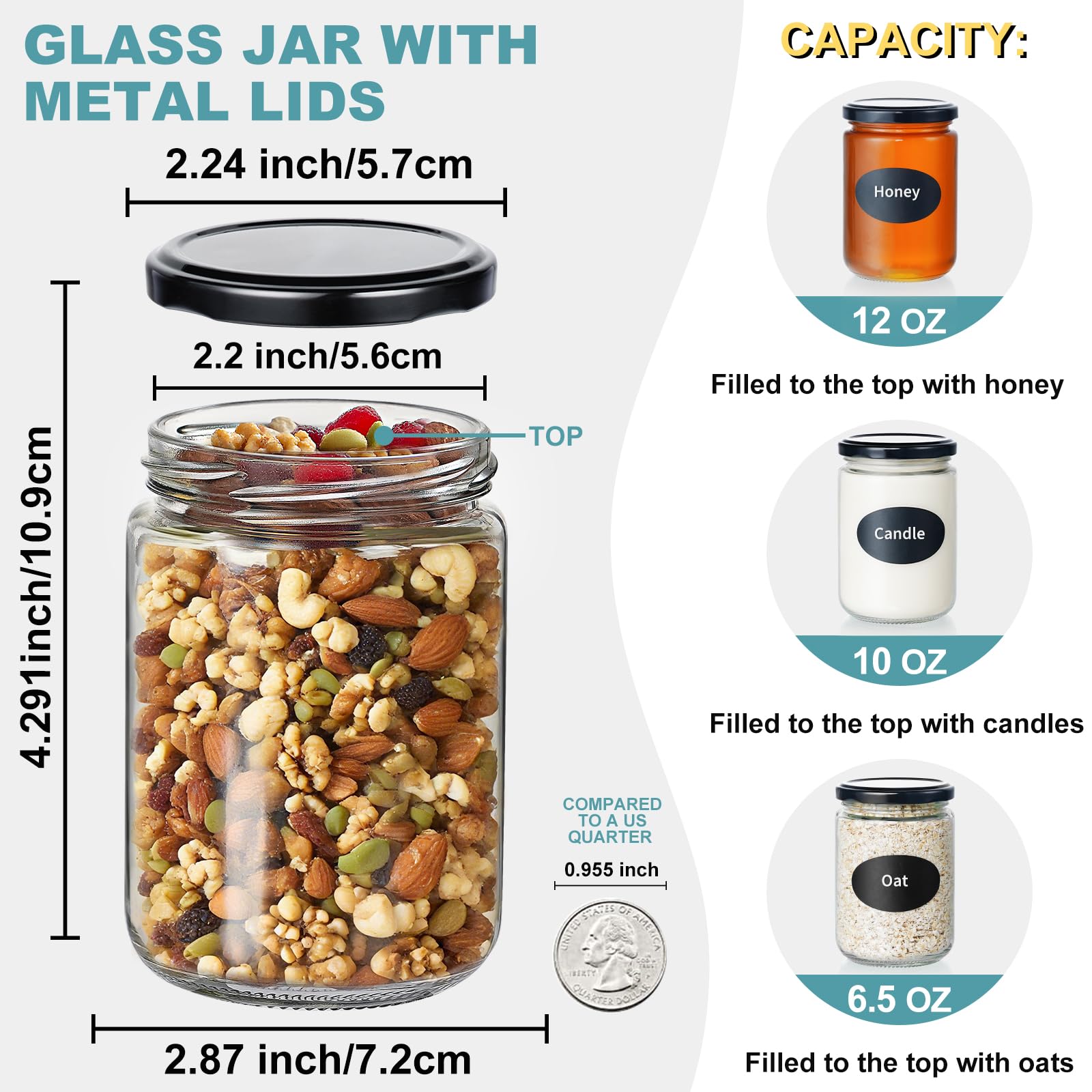 Ritayedet 12oz jar includes label stickers for easy organization.