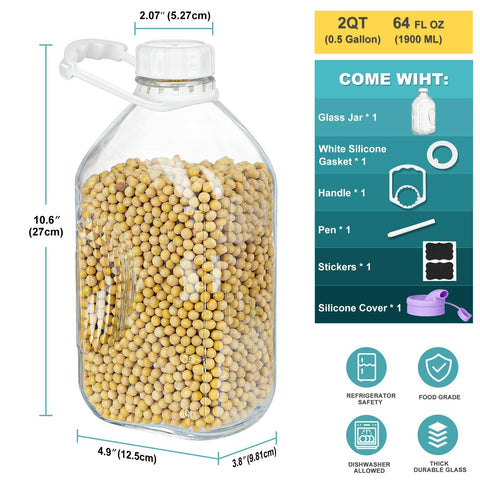 Ritayedet 64oz glass bottle scale lines help precise measurement.