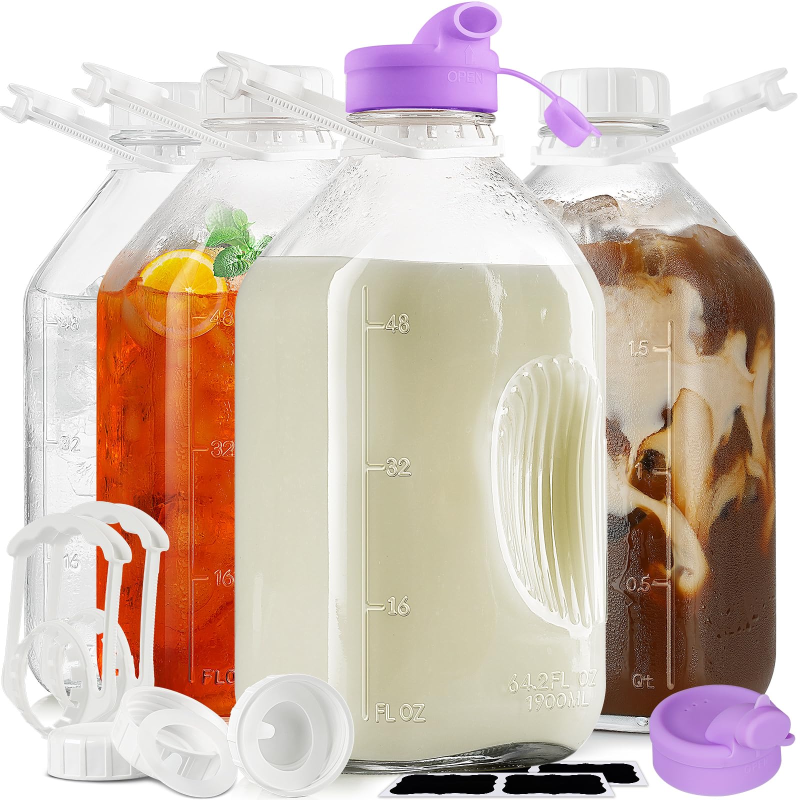 Ritayedet 64 oz glass bottle with silicone spout for easy pouring and reuse
