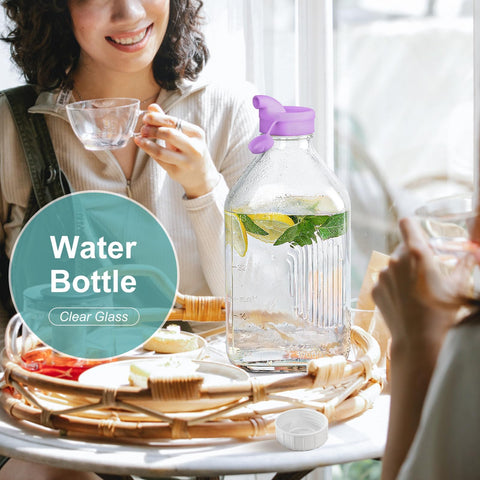 Ritayedet half-gallon glass pitcher fits juice or water in the fridge.