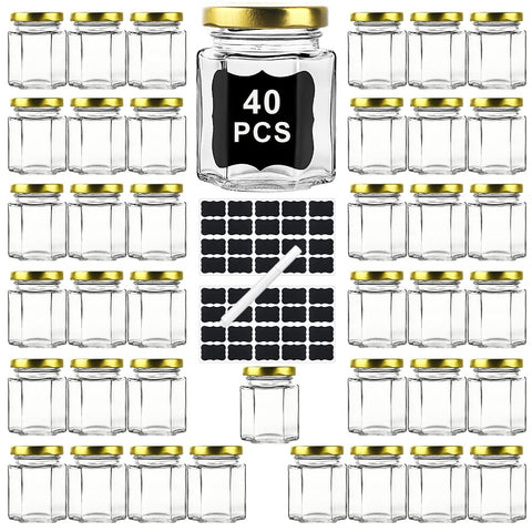 Ritayedet hexagonal honey jar with lid ideal for elegant wedding favors and display.