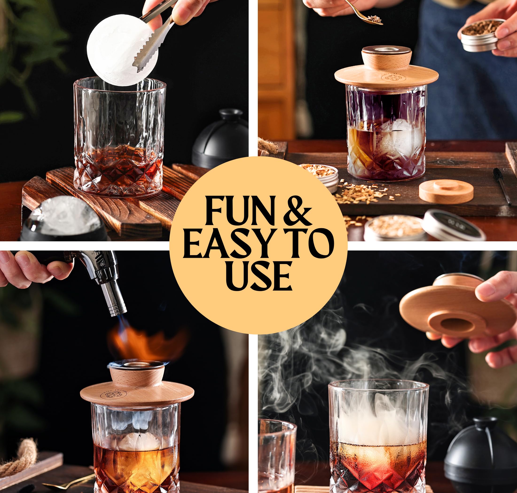 Ritual Life whiskey smoker kit glasses with smoking top for bar theater