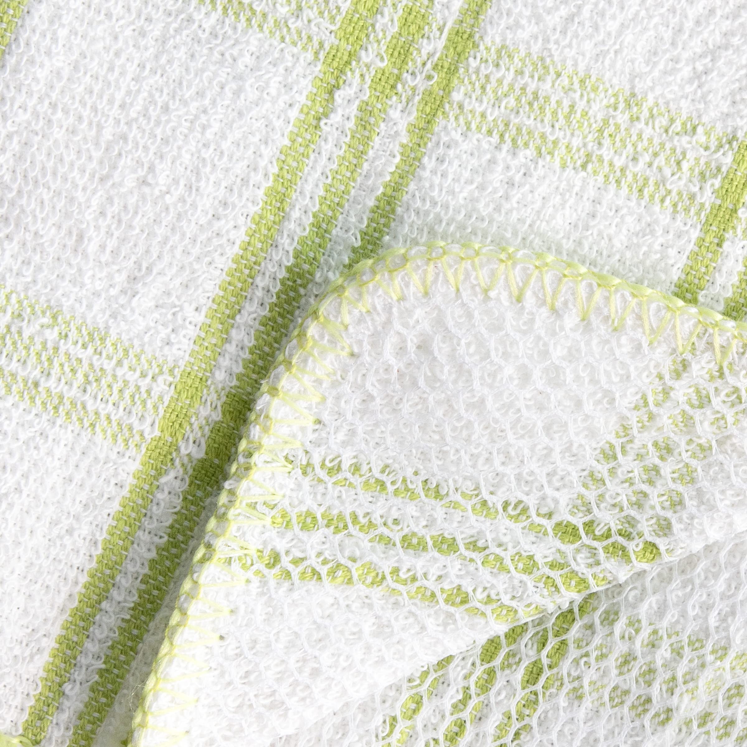 Ritz blue-green check dish towel set offers coordinated kitchen cleaning throughout the day.