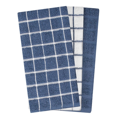 Ritz Premium towels folded on counter show three coordinated patterns.