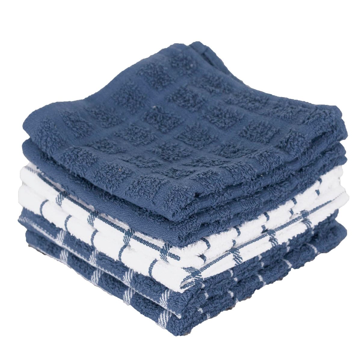 Ritz Premium cotton terry dishcloth in federal blue absorbs moisture quickly for drying dishes.