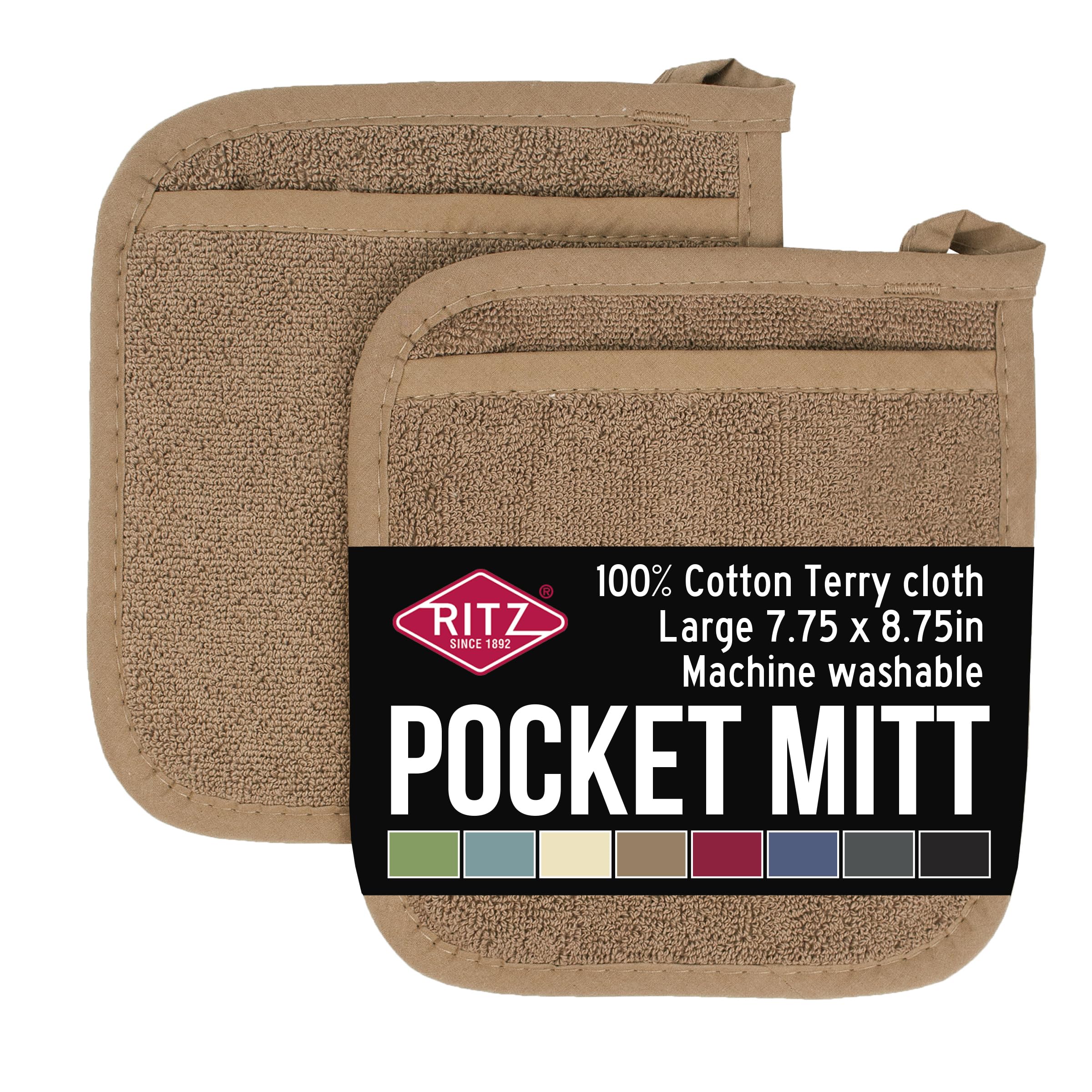 RITZ Royale pocket mitt provides heat protection for safe oven handling.