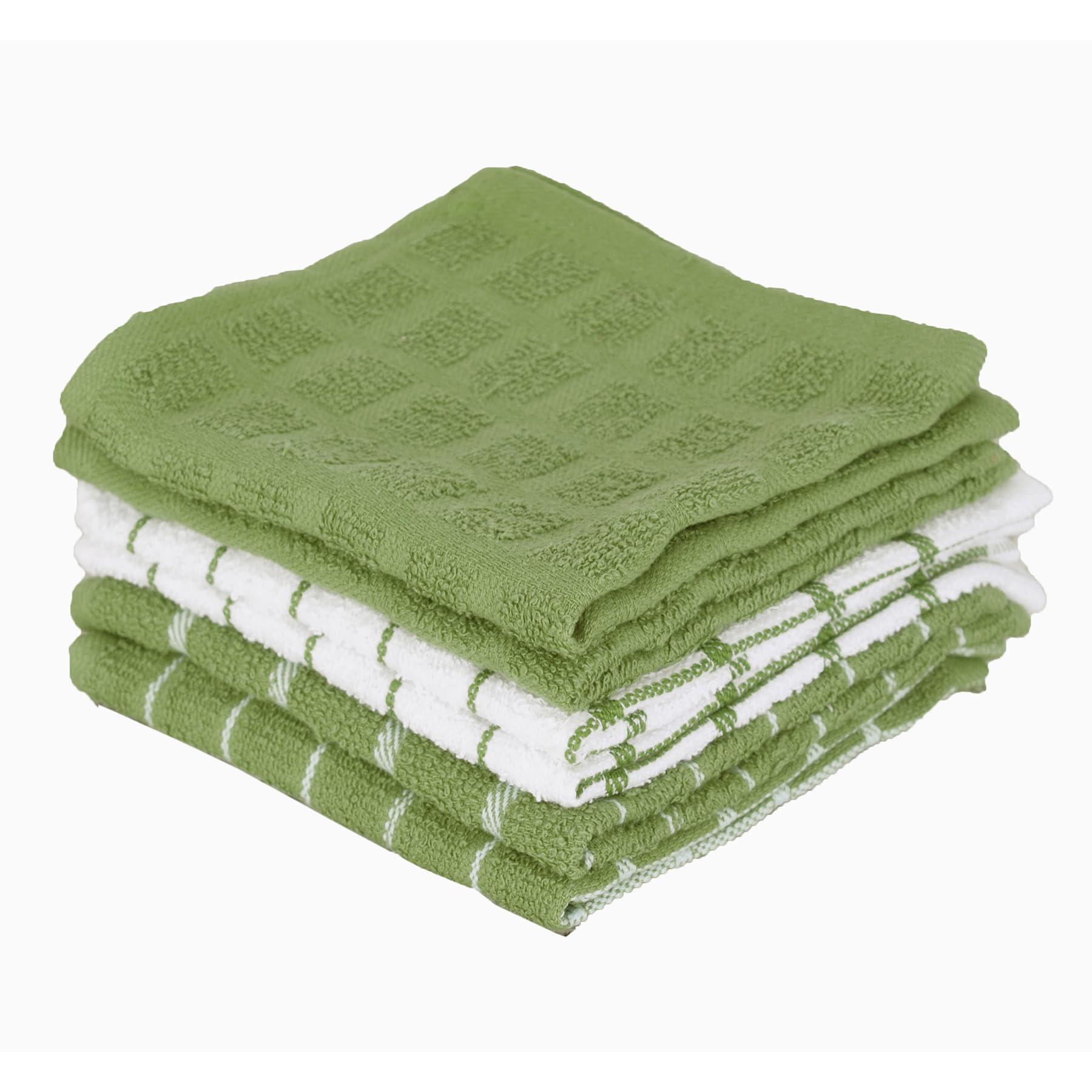RITZ terry check dish cloth set in cactus color, six-pack, absorbs spills quickly