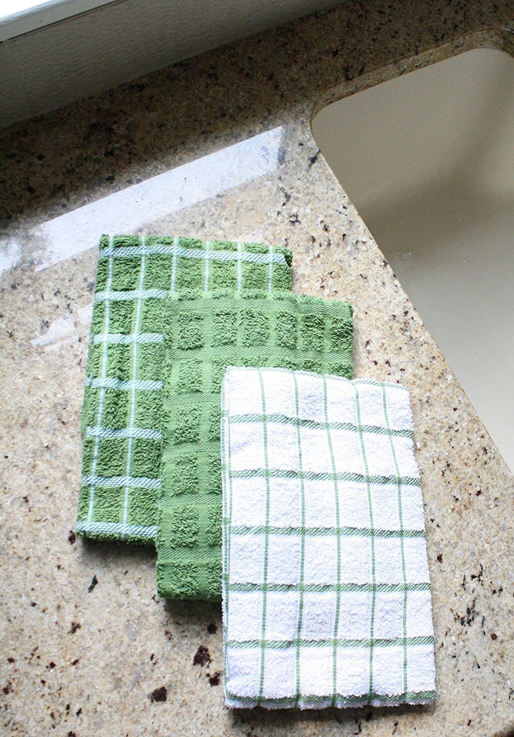 Ritz dish towels cactus green in action for daily wiping.