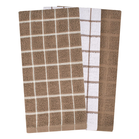 Ritz Terry kitchen towel dark check pattern, durable cotton for tough kitchen cleanup.