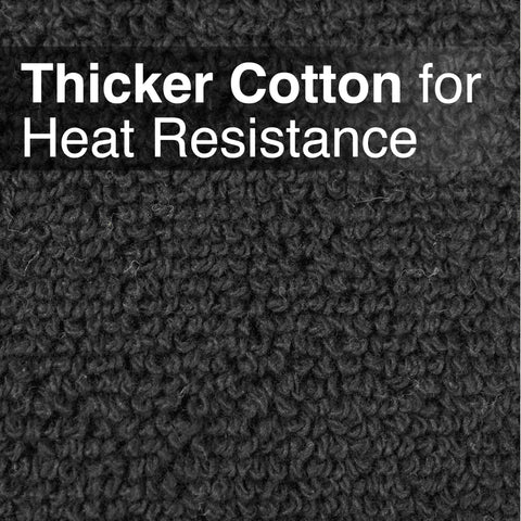 RITZ potholder-black durable cotton construction withstands daily use.