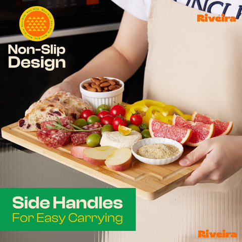 Riveira Bamboo Grandeur serving board for stylish appetizers and charcuterie