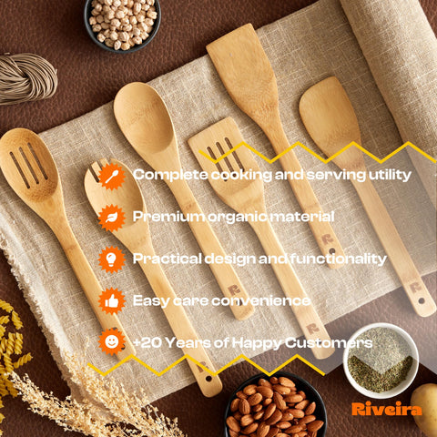 Riveira bamboo spoons durable wooden utensils for everyday meals