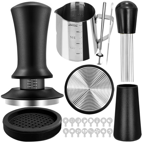 RIVKAWA 22-piece coffee tamper set with 51mm tamper for consistent home espresso