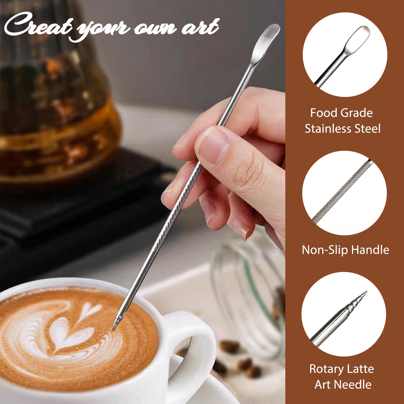 RIVKAWA latte art pen for crafting smooth, repeatable designs