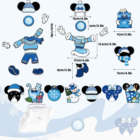 RiVolTa blue winter mouse design magnet close-up, adds charming, eye-catching detail to metal surfaces.