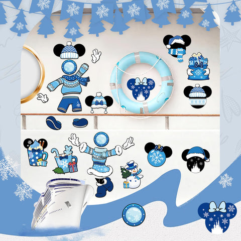 RiVolTa magnets decorating both doors and refrigerators, showing versatile, reusable decor for travel spaces.