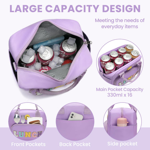 RLGPBON lunch bag side pocket stores drinks or water bottles