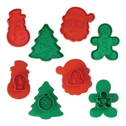 R&M gingerbread boy stamper imprints bold gingerbread shapes on dough