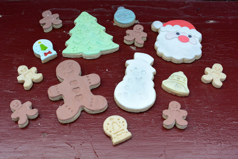 R&M snowman stamper with mini snow globe adds whimsy to cookies