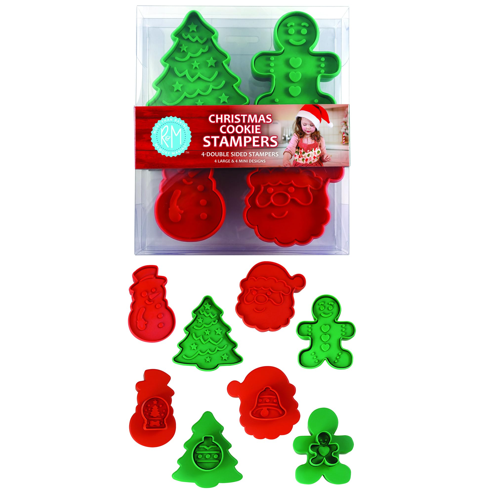 R&M Christmas double-sided tree stamper prints festive tree designs on dough