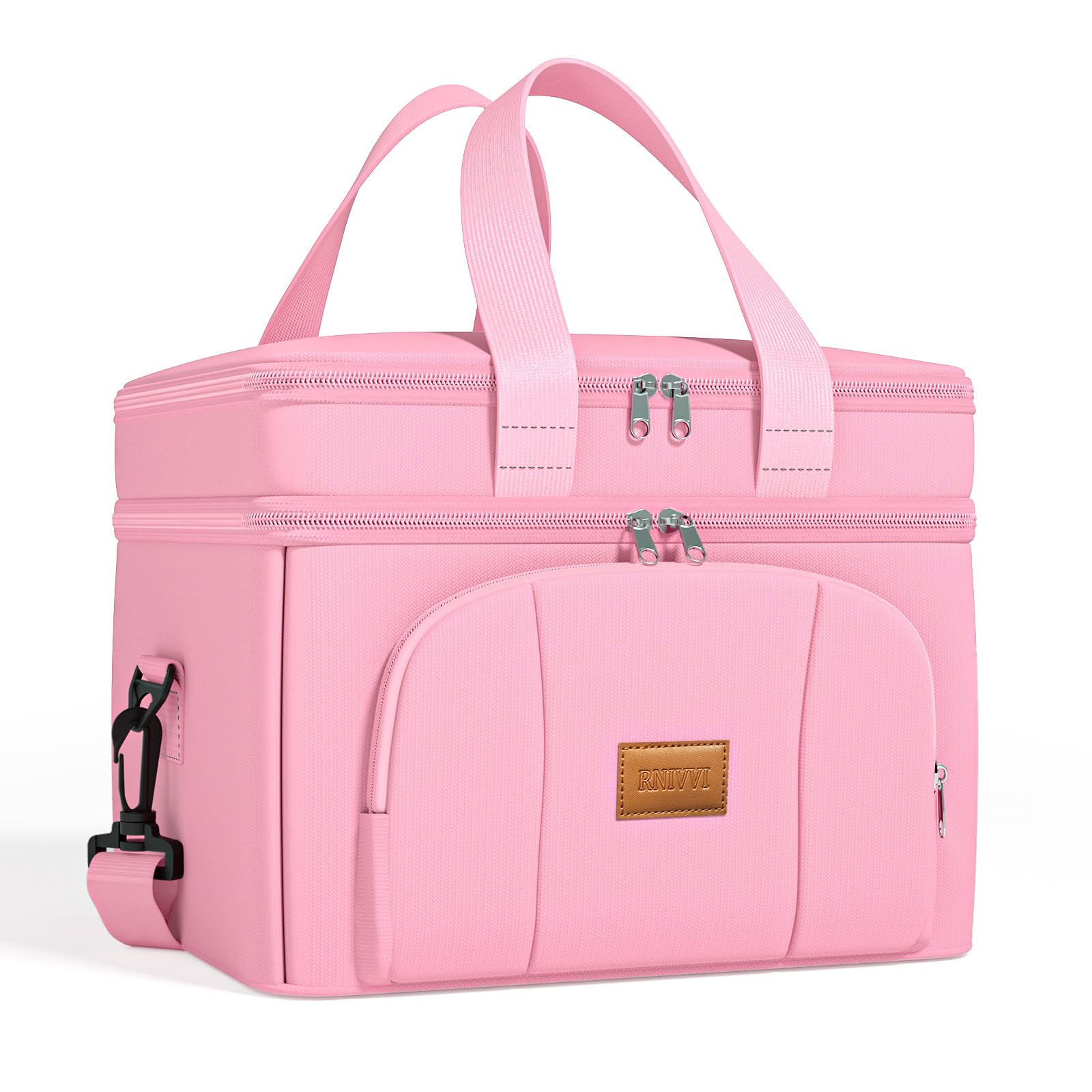 Rnivvi lunch box pink exterior, ideal for stylish work lunches and daily commuting.