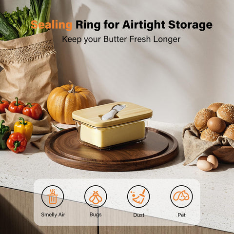 Road to purification airtight silicone seal keeps butter fresh in fridge or counter.