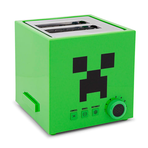 Robe Factory Minecraft Green Creeper toaster front view showing compact design for small kitchens