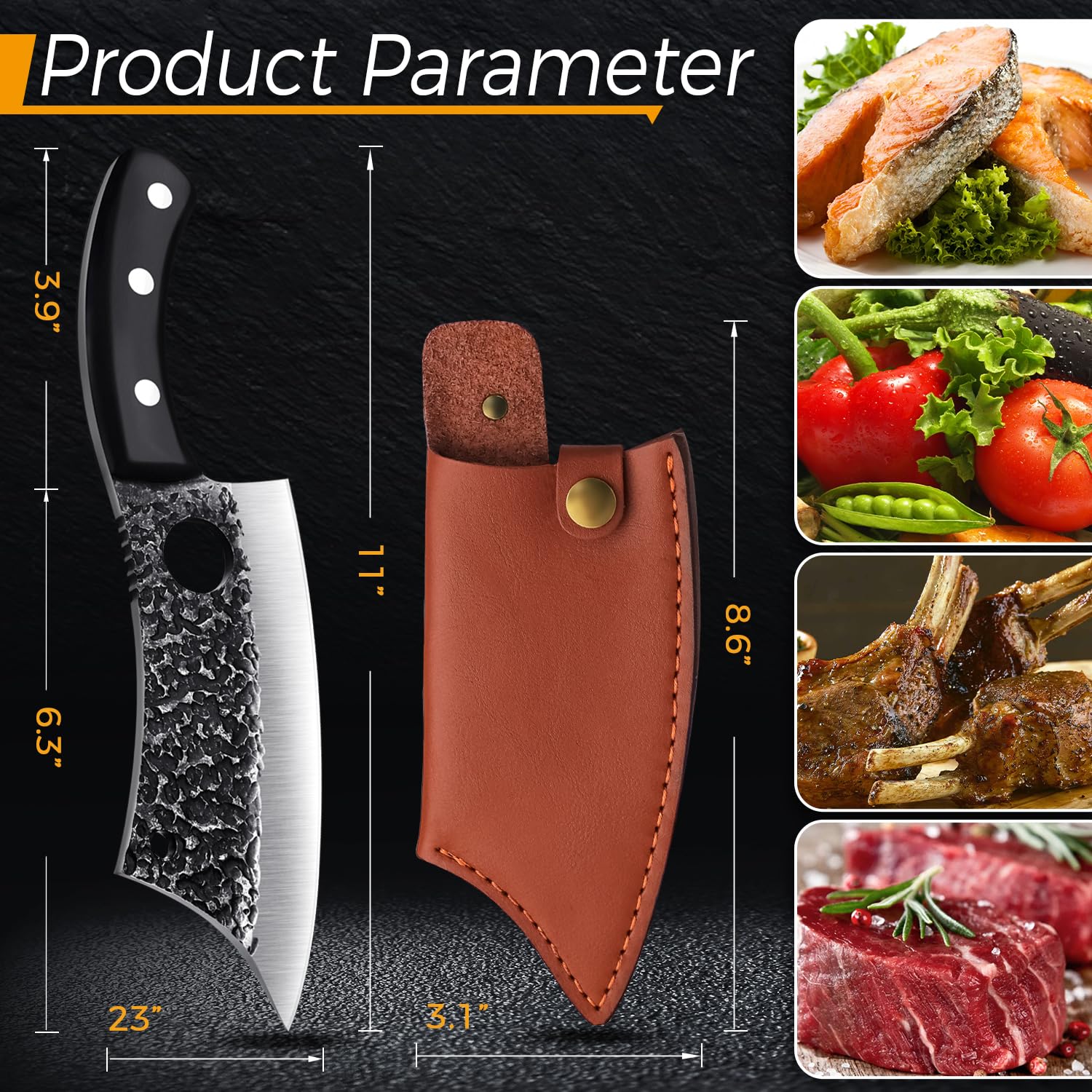 ROCOCO multi-function cleaver handles chopping, dicing, and deboning.