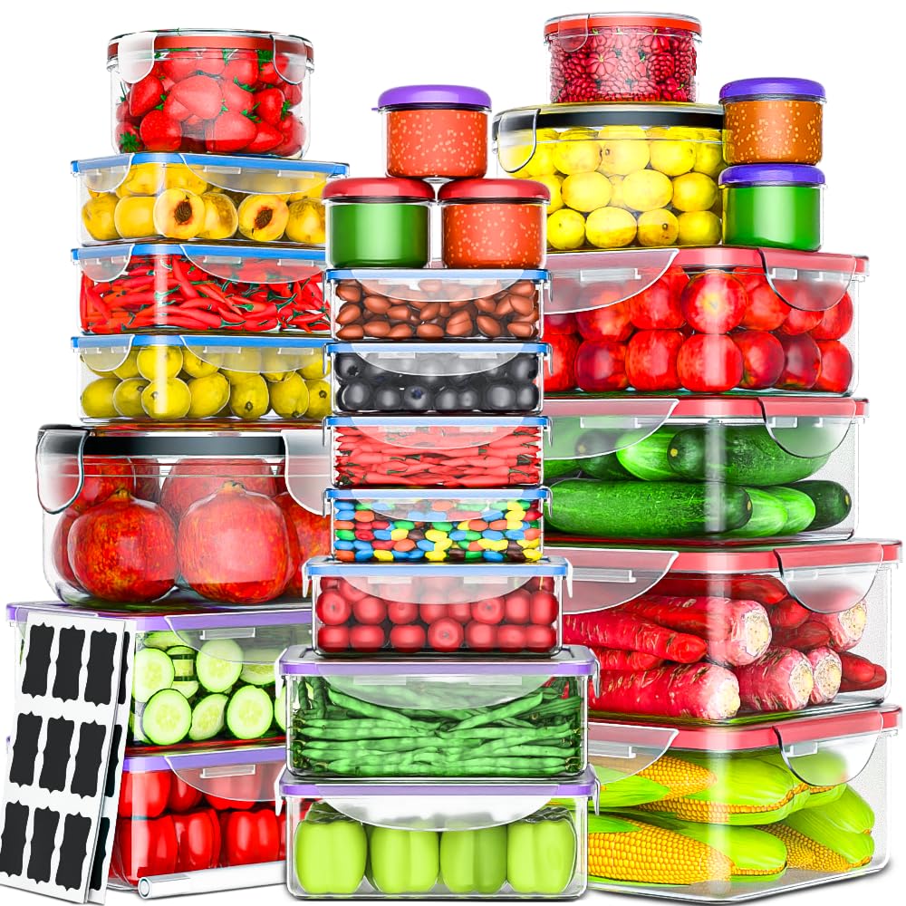 RockBerry 50 pcs large rectangular containers with lids for meal prep and pantry storage