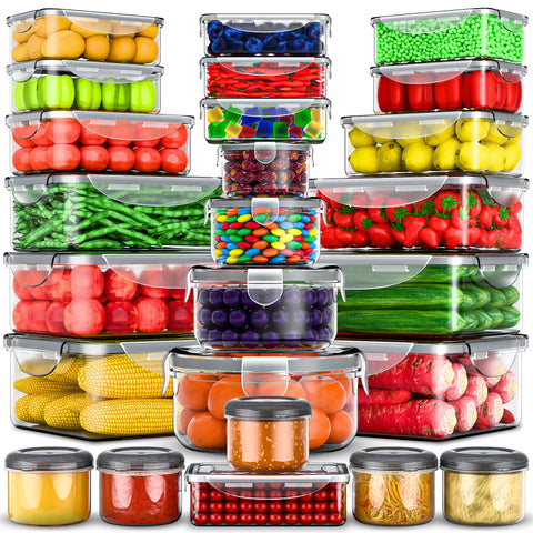 RockBerry 50pcs rectangular container set for organized meal prep and fresh storage.