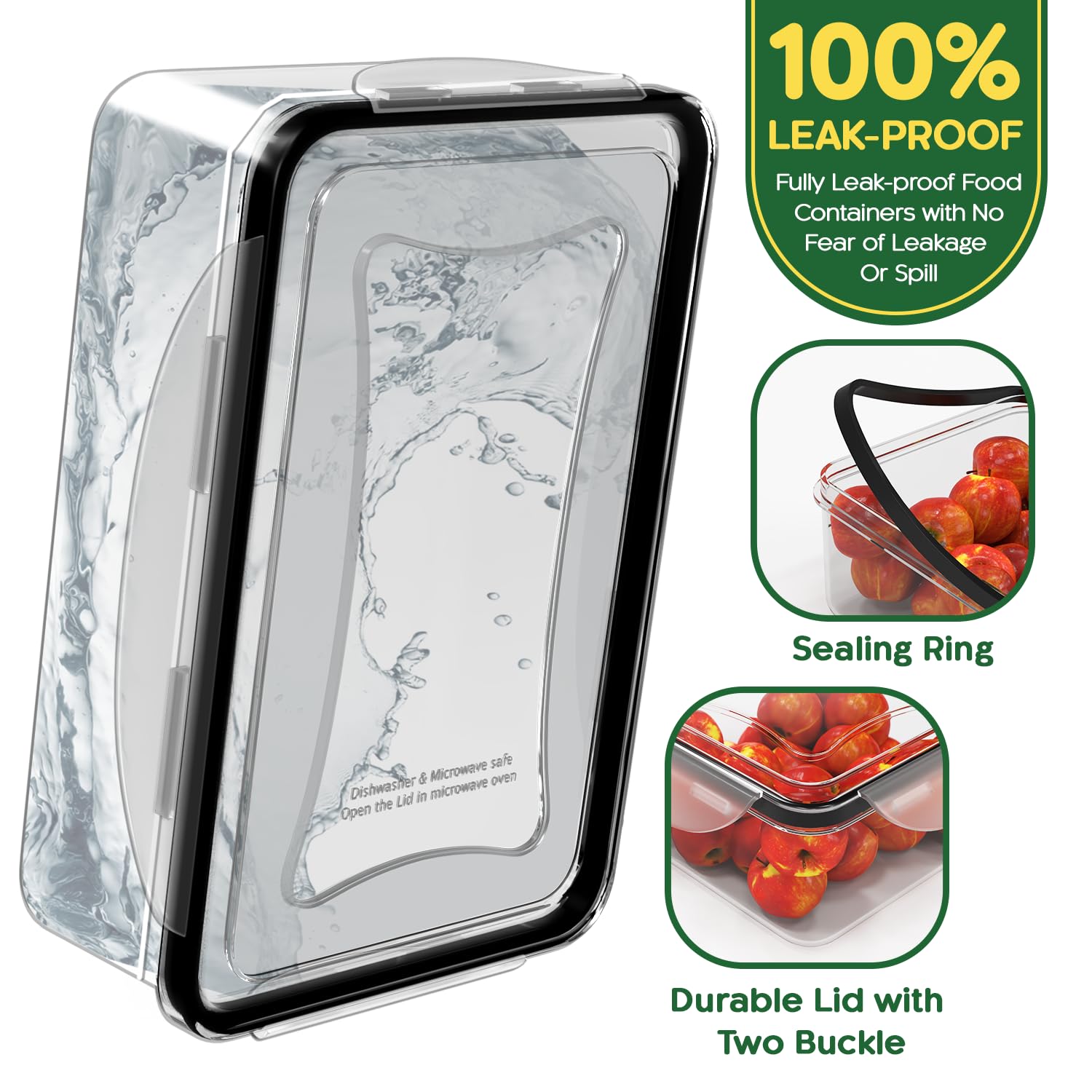 RockBerry four sided snap lock lid for secure leak proof storage