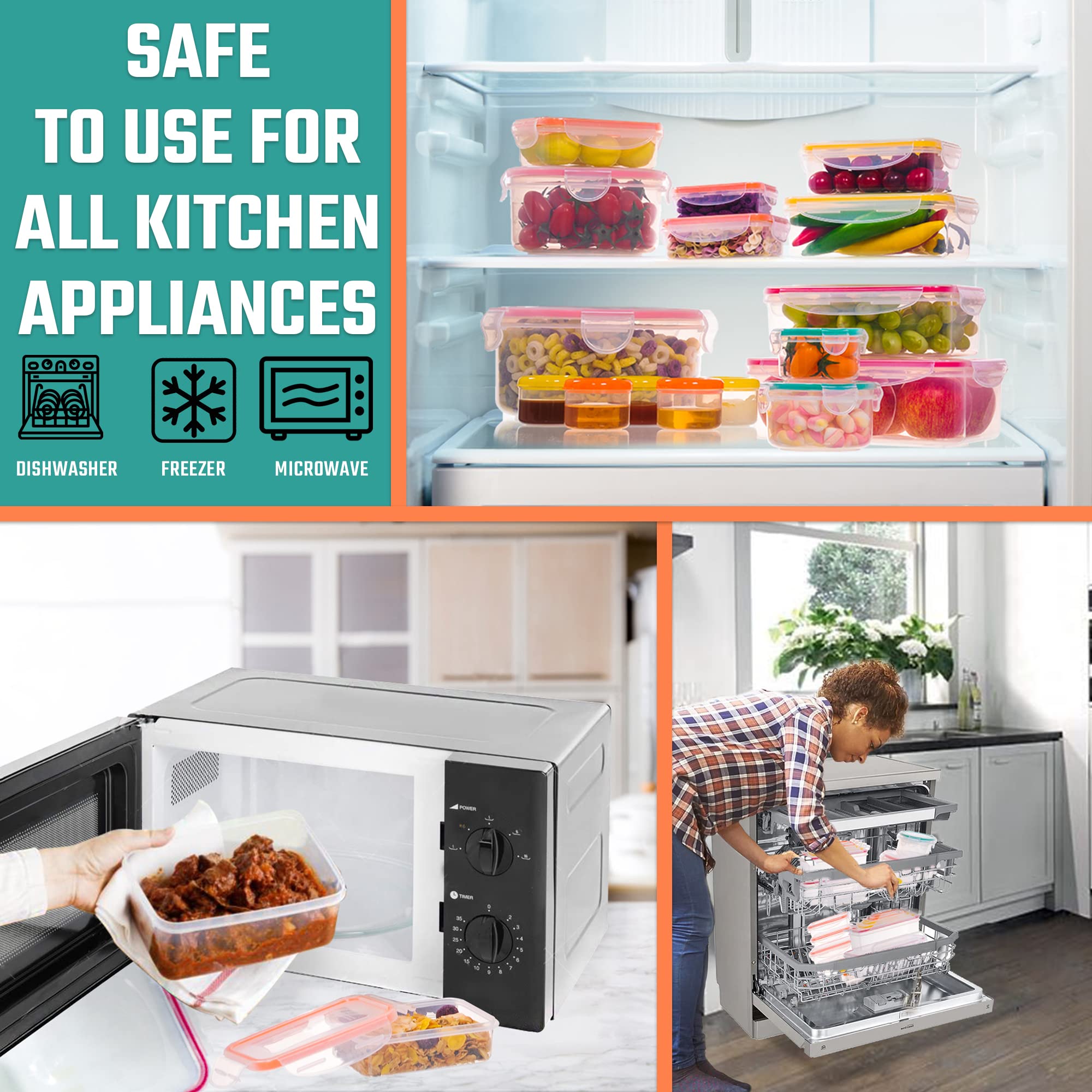 Lids with four-sided snap for secure, leak-resistant storage