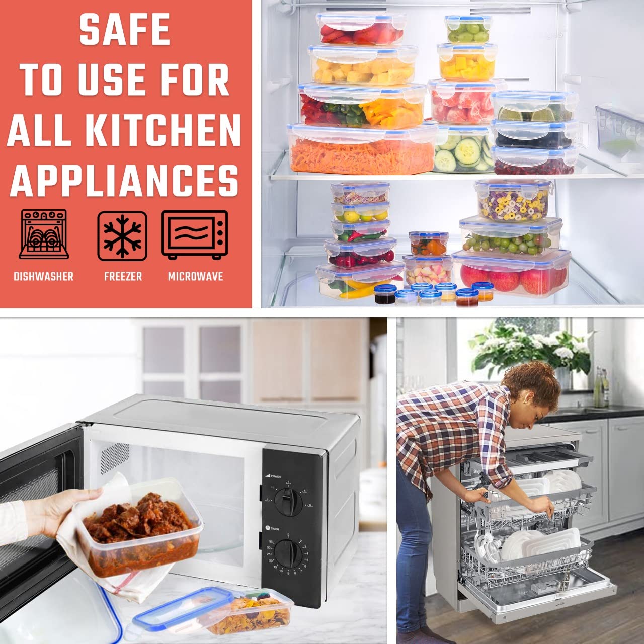RockBerry leak-proof lids on clear containers ensure reliable storage.