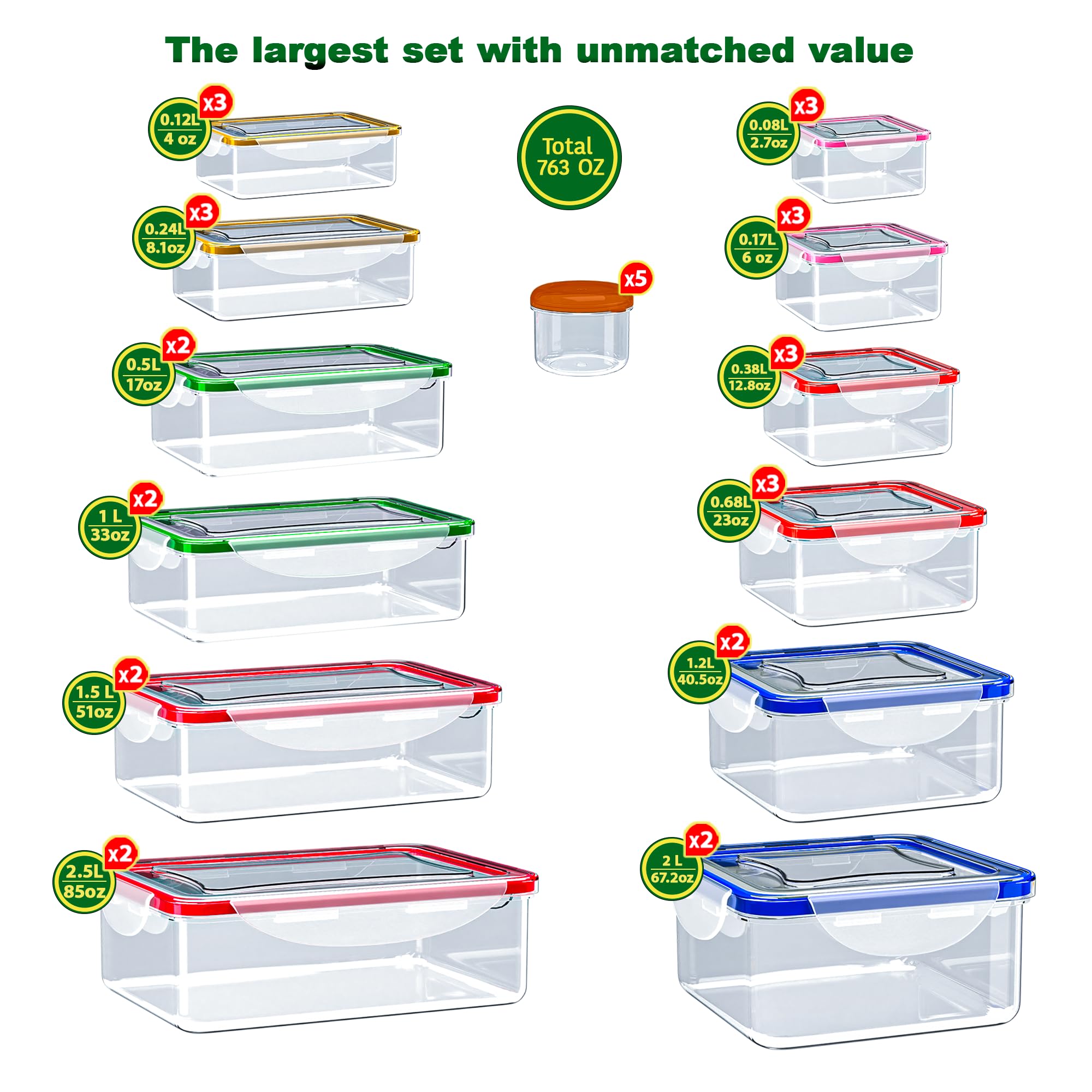 RockBerry stackable clear containers maximize pantry space and fridge organization.