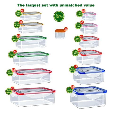 RockBerry stackable clear containers maximize pantry space and fridge organization.