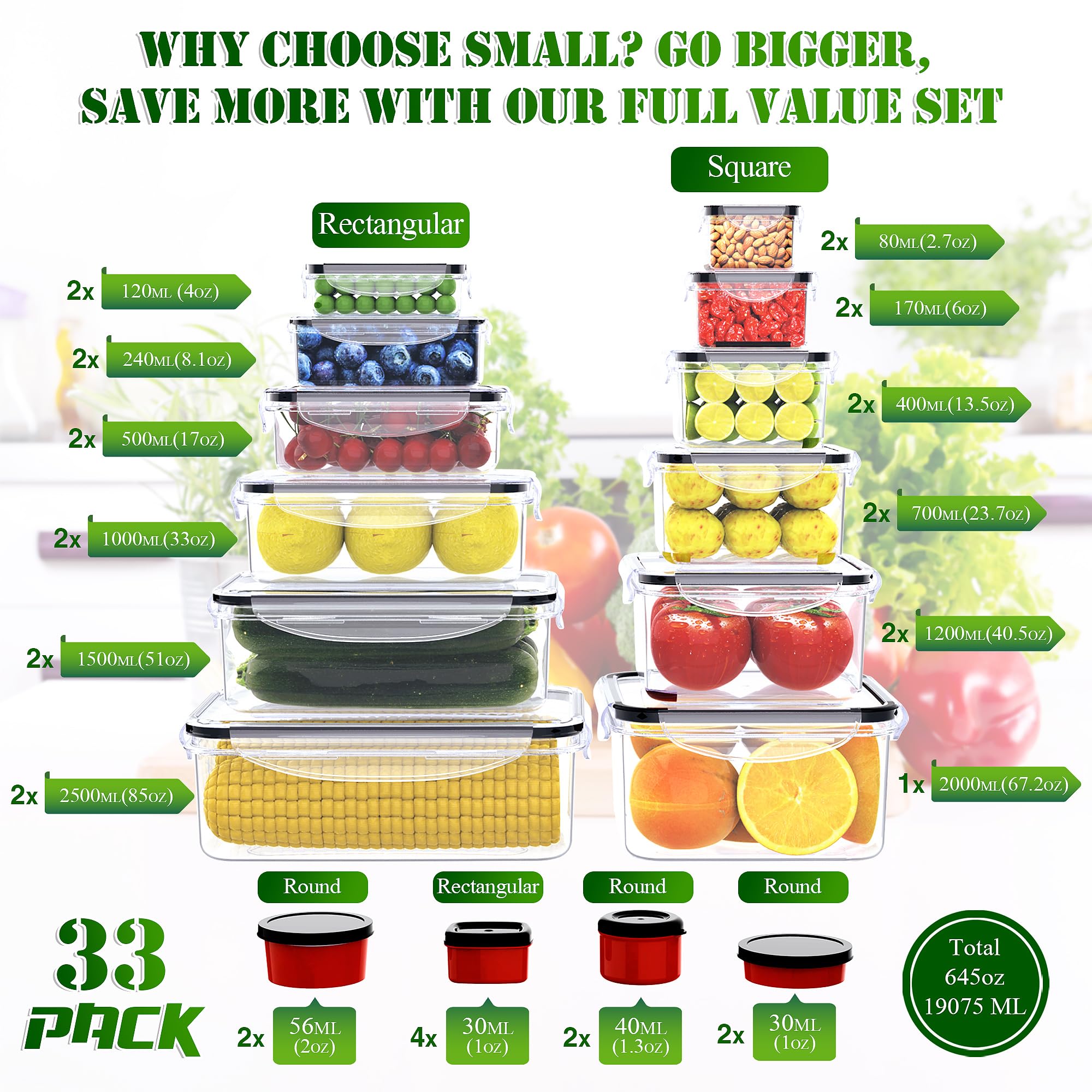 RockBerry stackable clear plastic containers for easy pantry organization.
