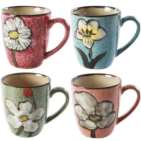 Rockgoldbug 12oz mug with red pattern for coffee or tea enjoyment