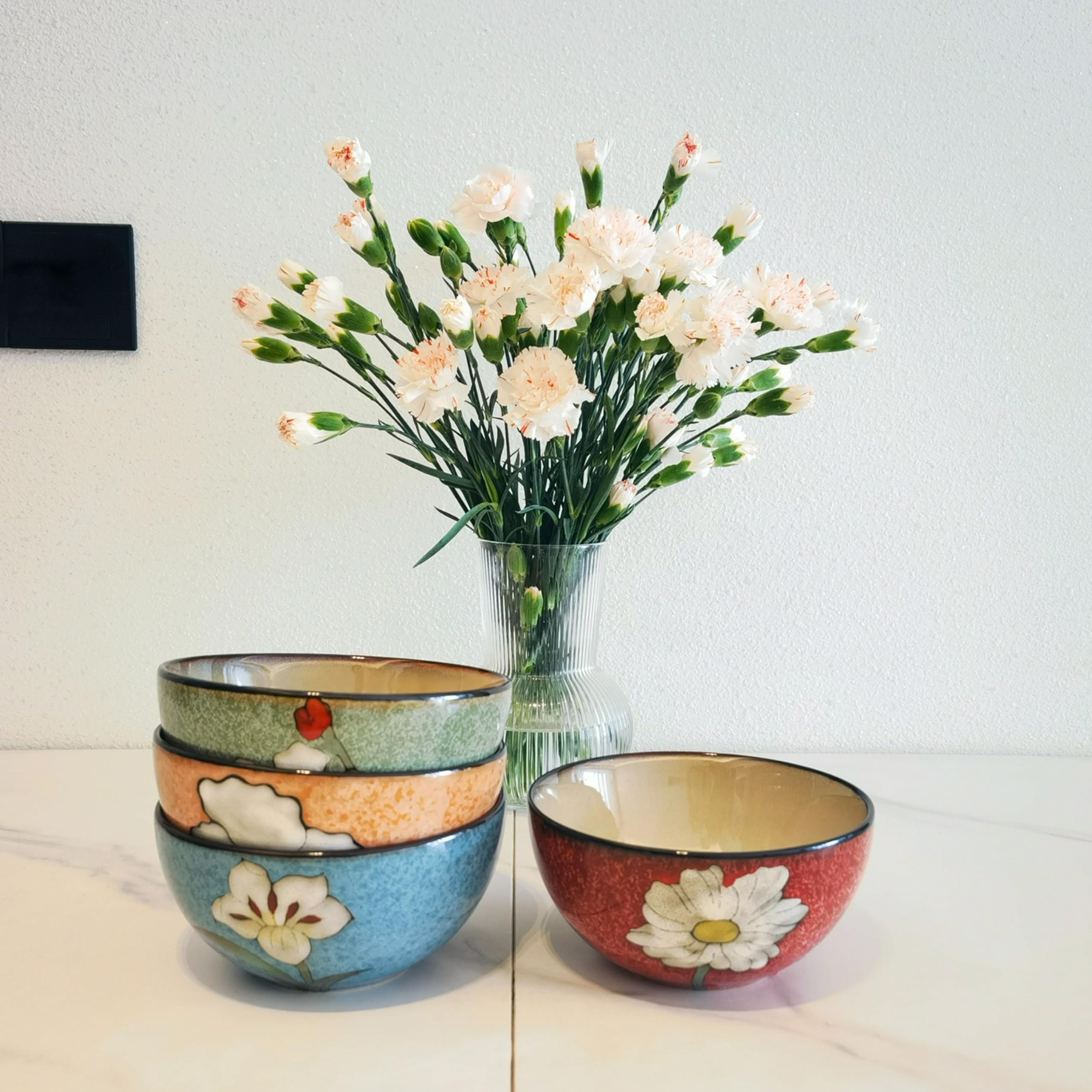 RockGoldBug pink multicolor set bowls in dining scene