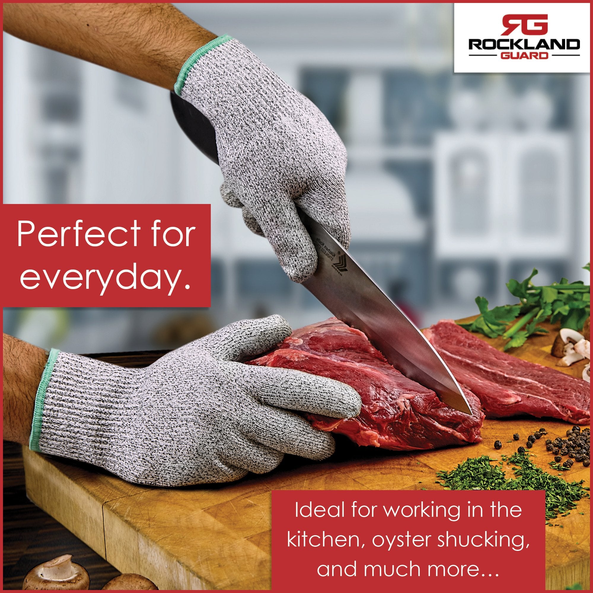 Rockland Guard ergonomic non-slip handle ensures confident shucking.
