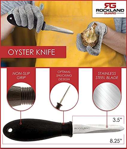 Rockland Guard oyster knife handle provides secure grip even when wet.