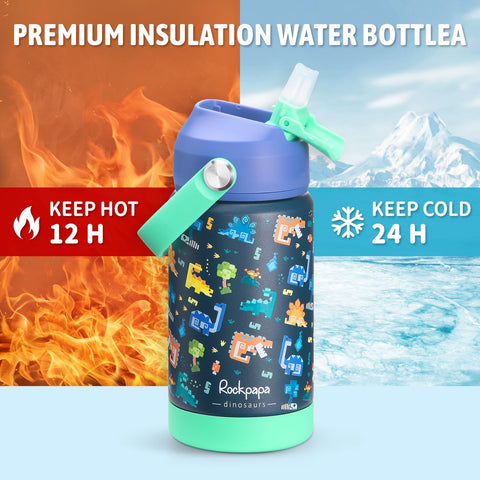 Rockpapa 14oz double walled stainless bottle keeps drinks cold