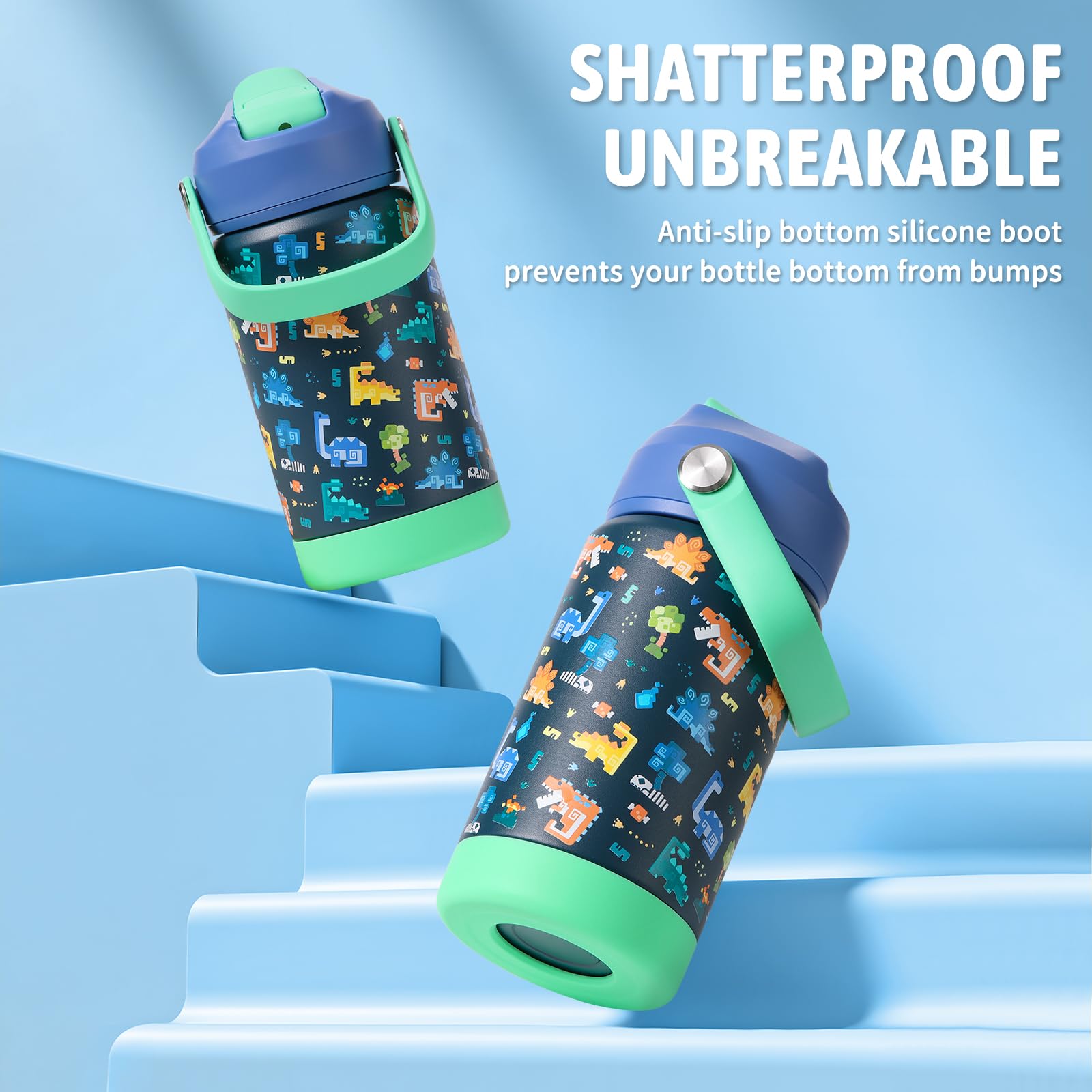 Rockpapa blue dinosaur design bottle sparks imagination during school days