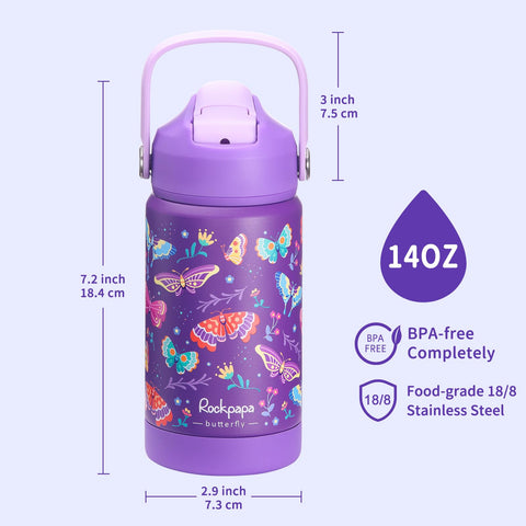 Rockpapa BPA-free 18-8 stainless steel bottle for safe use.