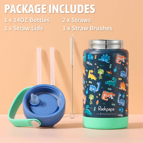 Rockpapa travel friendly bottle with handle fits backpacks and cup holders