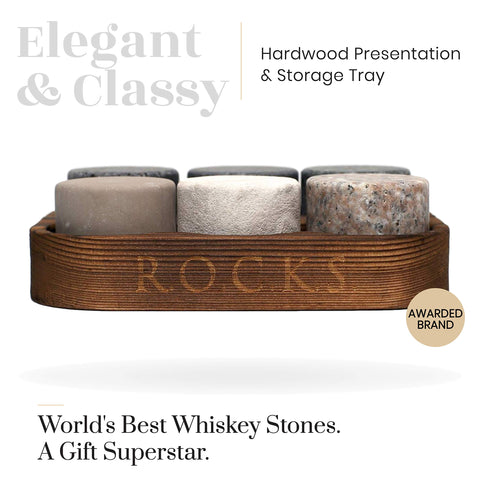 Rocks chilling stones inside a glass illustrate easy, non-diluting cooling.