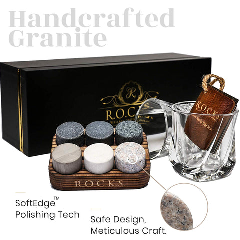 ROCKS stone closeup highlights unique granite colors for a premium presentation