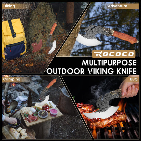 ROCOCO Viking Cleaver suited for outdoor cooking and camping