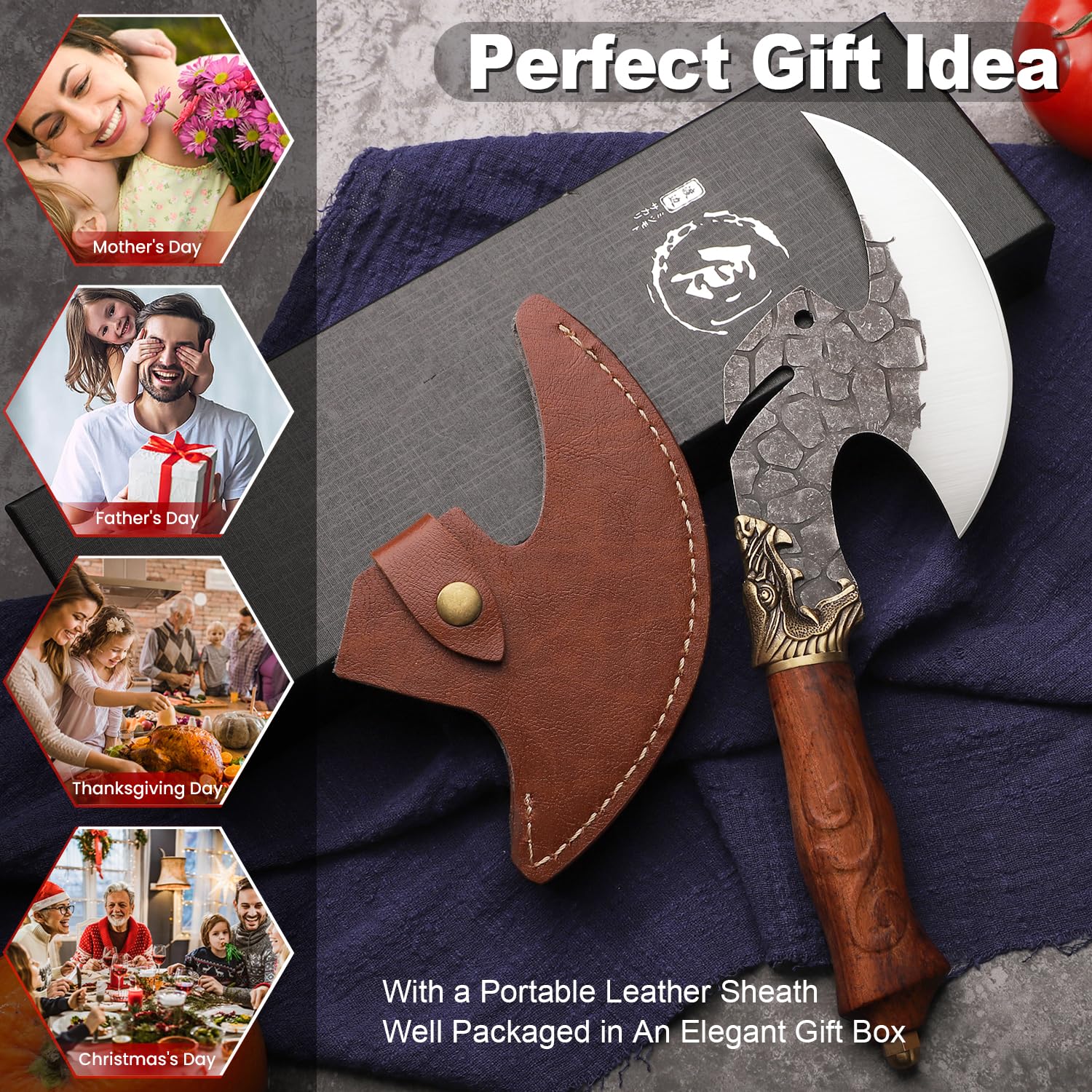 ROCOCO Viking Cleaver slicing pizza and salads with ease